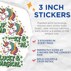 (3 Pack) Unicorn Decals - Lucky Magical Decal - Rainbow Unicorn - St Patricks Day - Laptop Decal - 3 Inches On Longest Side - Easy Peel & Apply - Made in USA - 3MCS2695