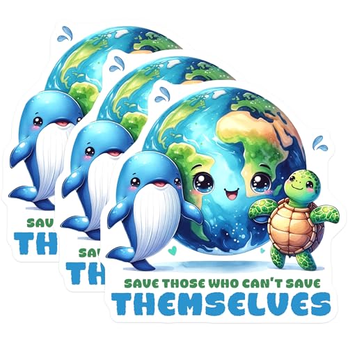 (3 Pack) Save The Planet Decals - Earth Day - Animal Conservation - Laptop Decal - 3 Inches On Longest Side - Easy Peel & Apply - Made in USA - 3MCS6717