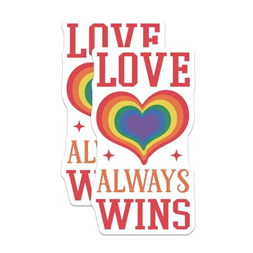 (2 Pack) Love Always Wins Magnets - Inspirational Magnet - Rainbow Heart Pride Magnet - 5" On Longest Side - for Cars, Fridges, Toolboxes - Made in USA - MAG4130