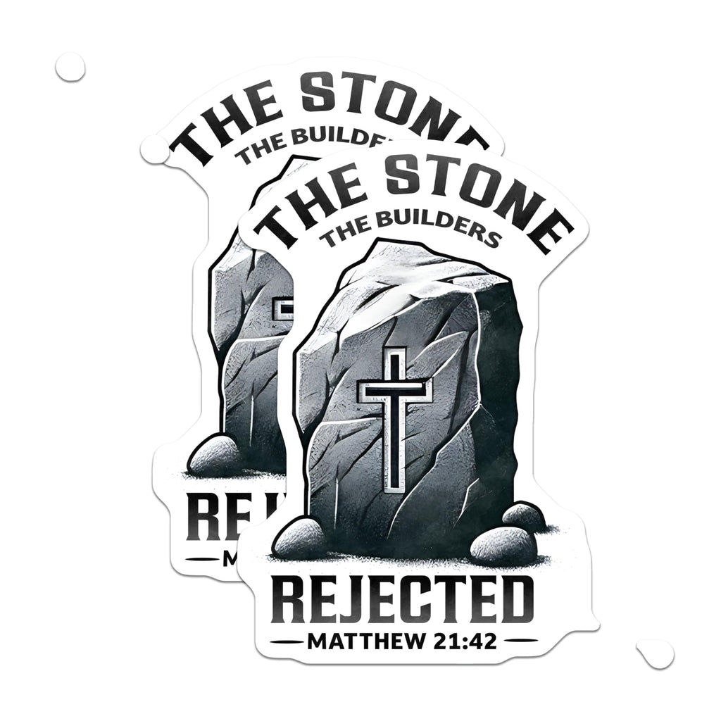 (2 Pack) Christian Cornerstone Magnets - Rejected Stone Art - Matthew 21:42 Scripture Decor - 5 Inches On Longest Side - Thick Durable Magnet - Made in USA - MAG24756