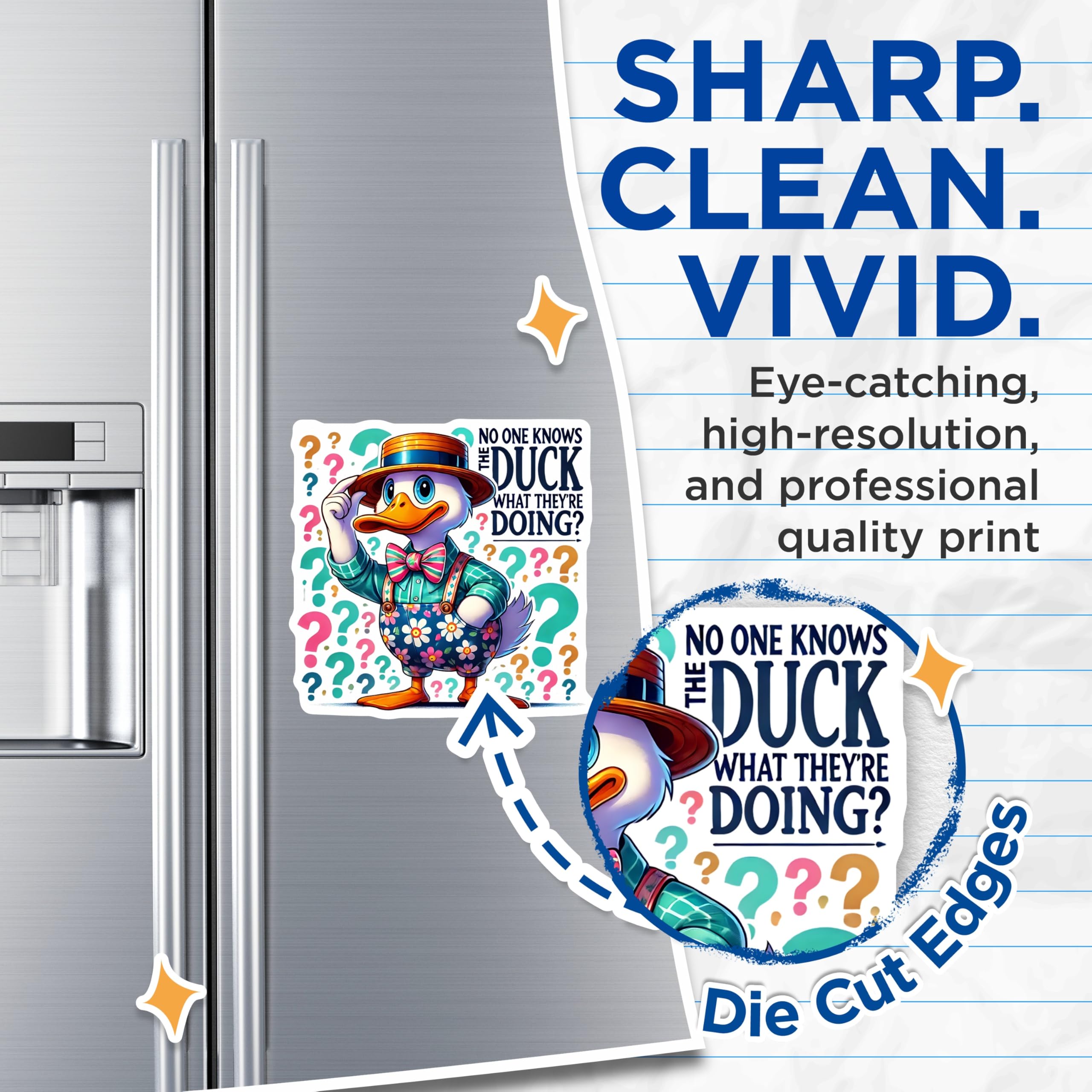 (2 Pack) Funny Duck Magnets - Motivational Quote Decor - Humorous Fridge Magnets - 5" On Longest Side - Premium Magnet - for Cars, Refrigerators, Toolboxes, Lockers - Made in USA - MAG15827