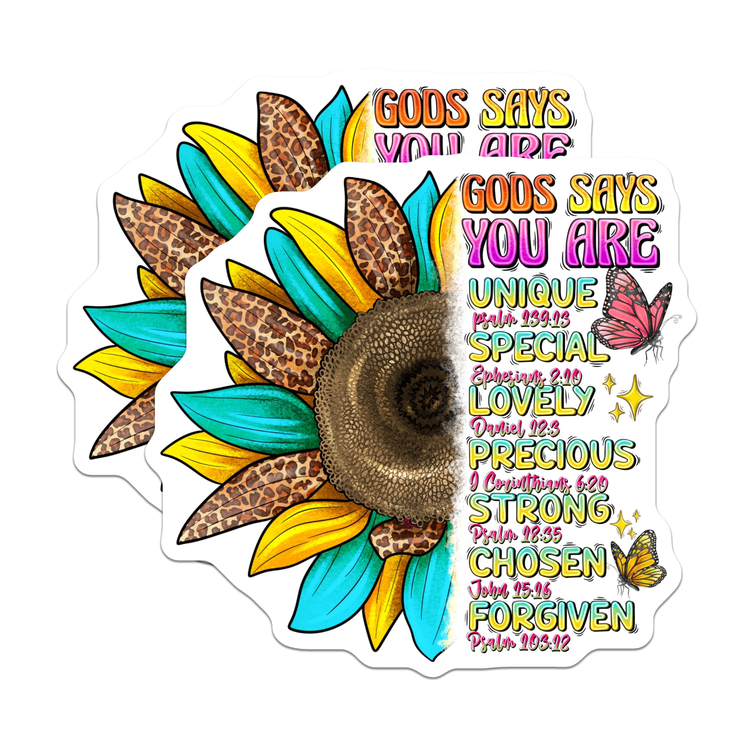 (2 Pack) God Says You are Magnets - Christian Affirmation Scripture - Sunflower Bible Verse Decor for Her - 5 Inches On Longest Side - Thick Durable Magnet - Made in USA - MAG30579