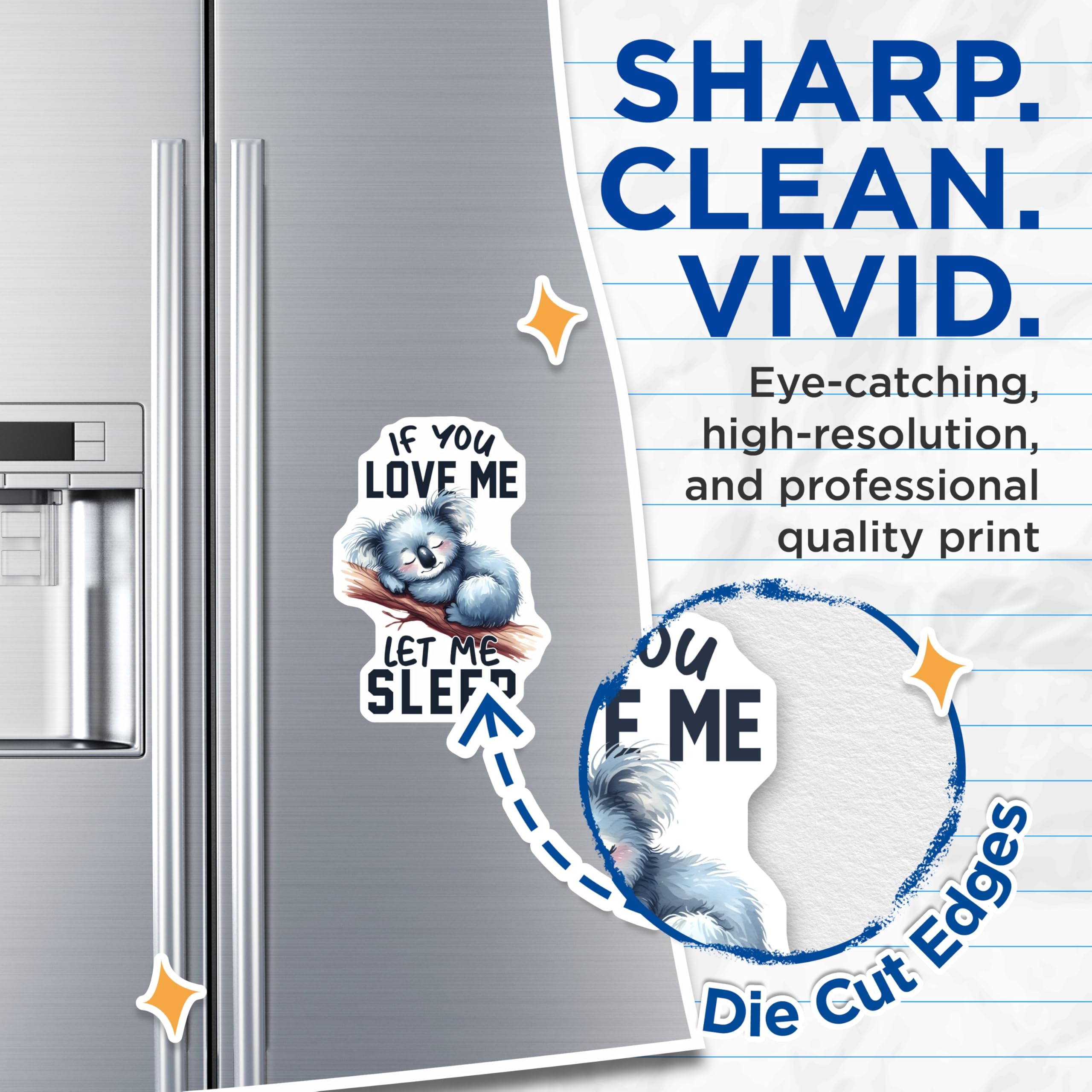 (2 Pack) Sleeping Koala Magnets - Cute Koala Bear - Let Me Sleep Fridge Magnets - 5" On Longest Side - Premium Magnet - for Cars, Refrigerators, Toolboxes, Lockers - Made in USA - MAG16497