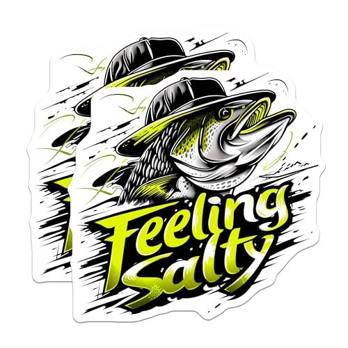(2 Pack) Feeling Salty Magnets - Funny Fishing - Cool Angler - Bright Fish Design - 5" On Longest Side - for Cars, Refrigerators, Toolboxes, Lockers - Made in USA BMCS3450