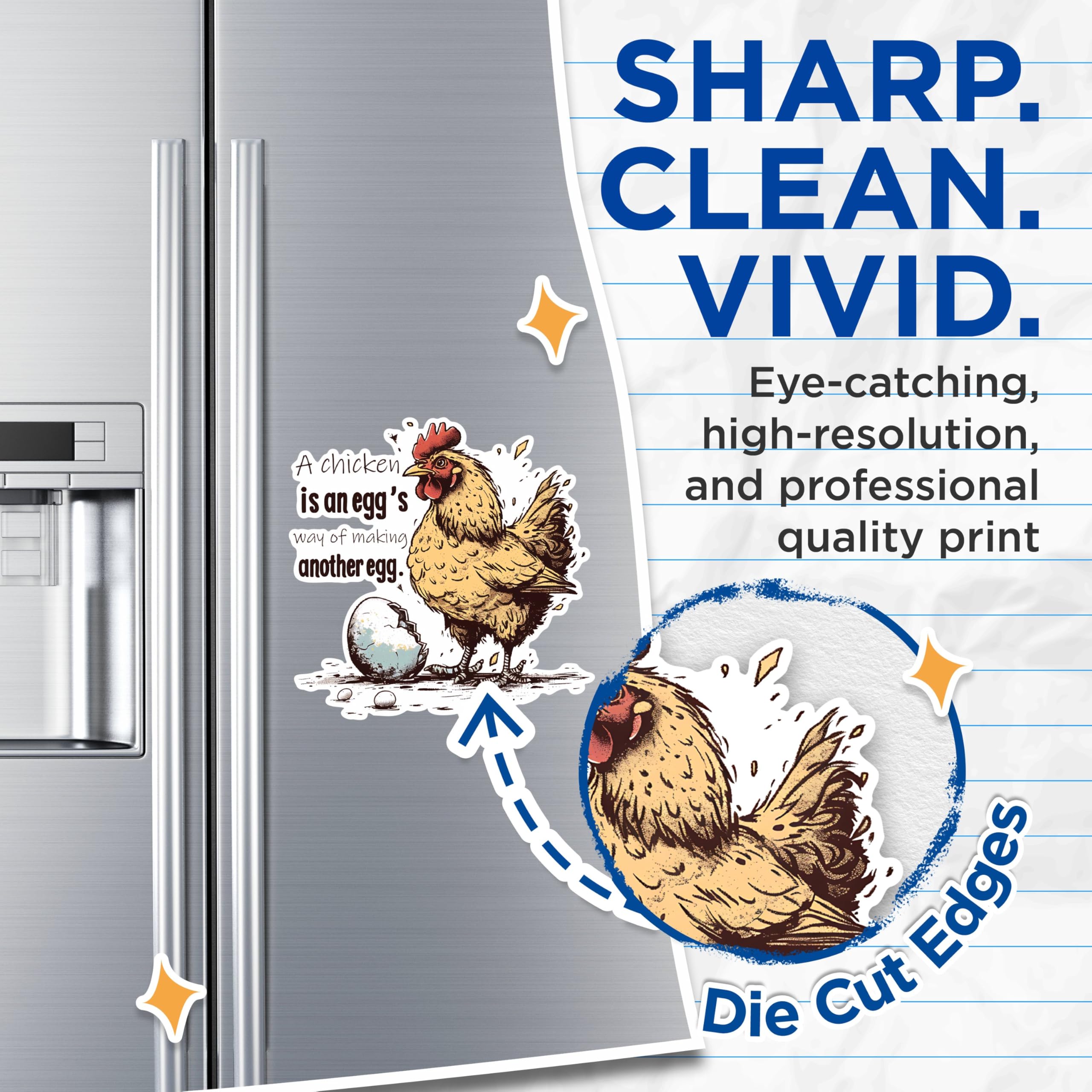 (2 Pack) Chicken Egg Humor Magnets - Funny Kitchen Decor Magnets - Chicken Themed Refrigerator Magnets- 5" On Longest Side - for Fridges, Toolboxes, Cars - Made in USA - MAG2590