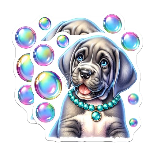 (2 Pack) Cute Puppy Stickers - Adorable Dog Art - Cartoon Animal Sticker - 5" On Longest Side - Sticks to Smooth Flat Surfaces - Made in USA - BMCS9626