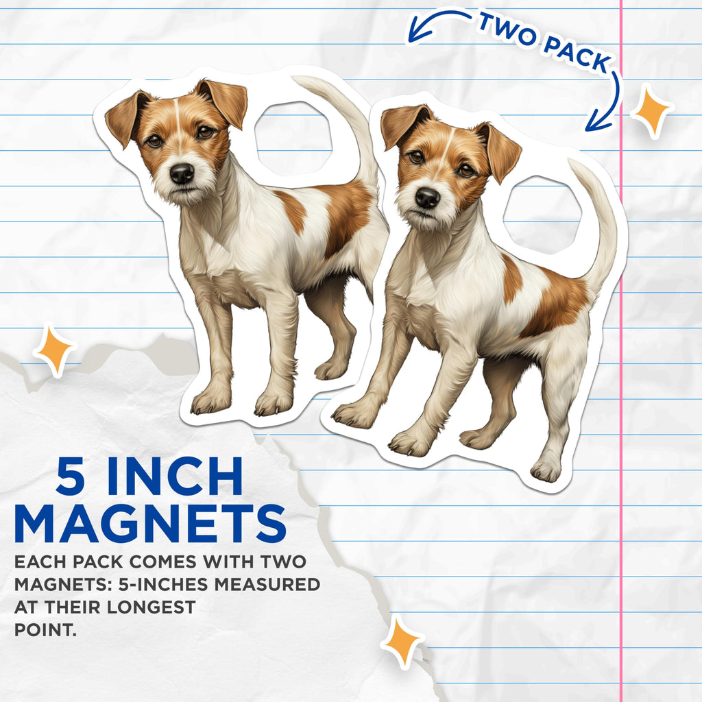 (2 Pack) Jack Russell Terrier Magnets - Dog Lover Accessory - Pet Owner Kitchen Decor - 5 Inches On Longest Side - Thick Durable Magnet - Made in USA - MAG30835
