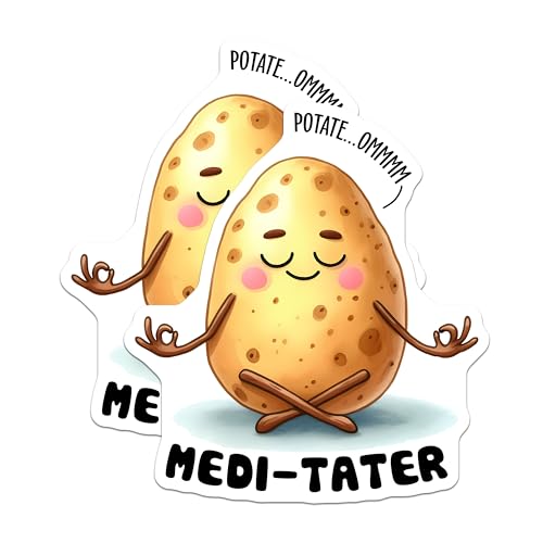 (2 Pack) Medi-Tater Stickers - Funny Potato - Cute Relaxing Potato - 5" On Longest Side - Sticks to Smooth Flat Surfaces - Made in USA - BMCS7592