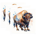 (3 Pack) Watercolor Buffalo Decals - Bison Laptop Decals - Animal Decal Pack - 3 Inches On Longest Side - Easy Peel & Apply - Made in USA - 3MCS7442