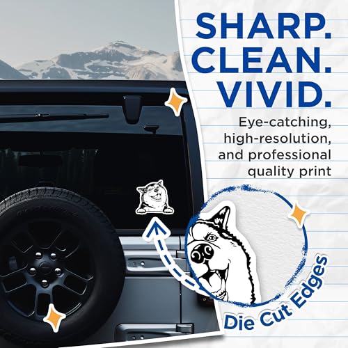 (2 Pack) Cute Dog Stickers - Animal Lover Stickers - Fun Pet Stickers for Water Bottles Laptops and Journals - 5" On Longest Side - Sticks to Smooth Flat Surfaces - Made in USA - BMCS4037