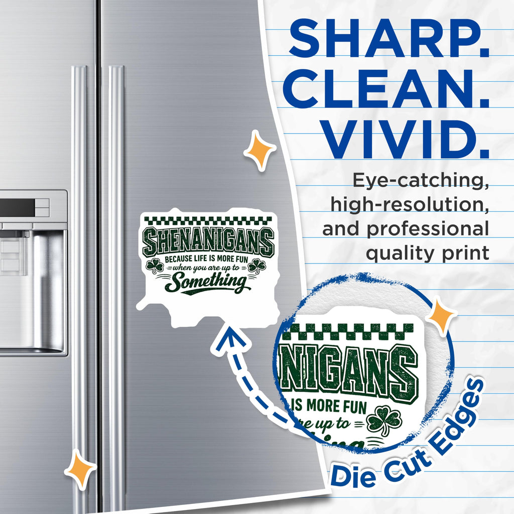 (2 Pack) Shenanigans Magnets - St Patricks Day Decor - Funny Irish Quote Kitchen Office Magnets - 5 Inches On Longest Side - Thick Durable Magnet - Made in USA - MAG23199
