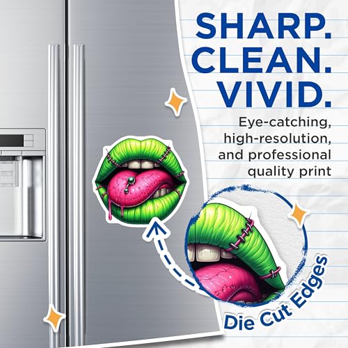 (2 Pack) Green Lips Zombie Magnets - Unique Halloween - Cool Fridge Magnets - Creepy Lips Design - Fun Zombie Magnets - 5" On Longest Side - for Cars, Fridges, Toolboxes - Made in USA - MAG4563