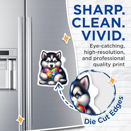 (2 Pack) Adorable Dog Decor Magnet - Puzzle Piece Design - 5" On Longest Side - Sticks to Smooth Flat Surfaces - Made in USA - MAG9477