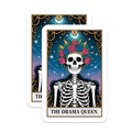 (2 Pack) Drama Queen Skeleton Stickers - Gothic Tarot Card Art - Rose Crown Mystical Aesthetic Celestial Decals - 5" On Longest Side - Sticks to Smooth Flat Surfaces - Made in USA - BMCS21188