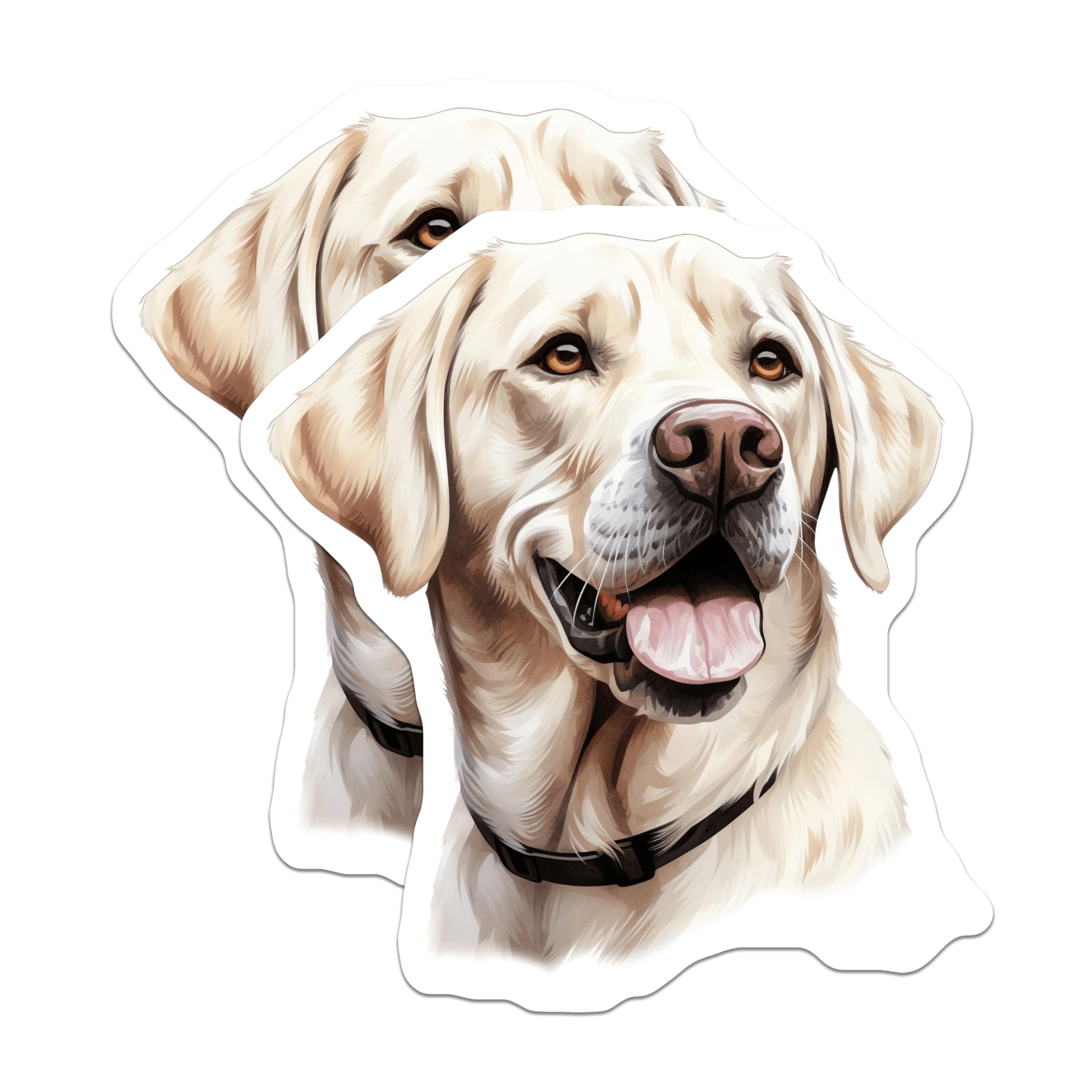 (2 Pack) Yellow Labrador Retriever Magnets - Cheerful Lab Dog Illustration Art - Animal Pet Lover Kitchen Fridge Accents - 5 Inches On Longest Side - Thick Durable Magnet - Made in USA - MAG23958