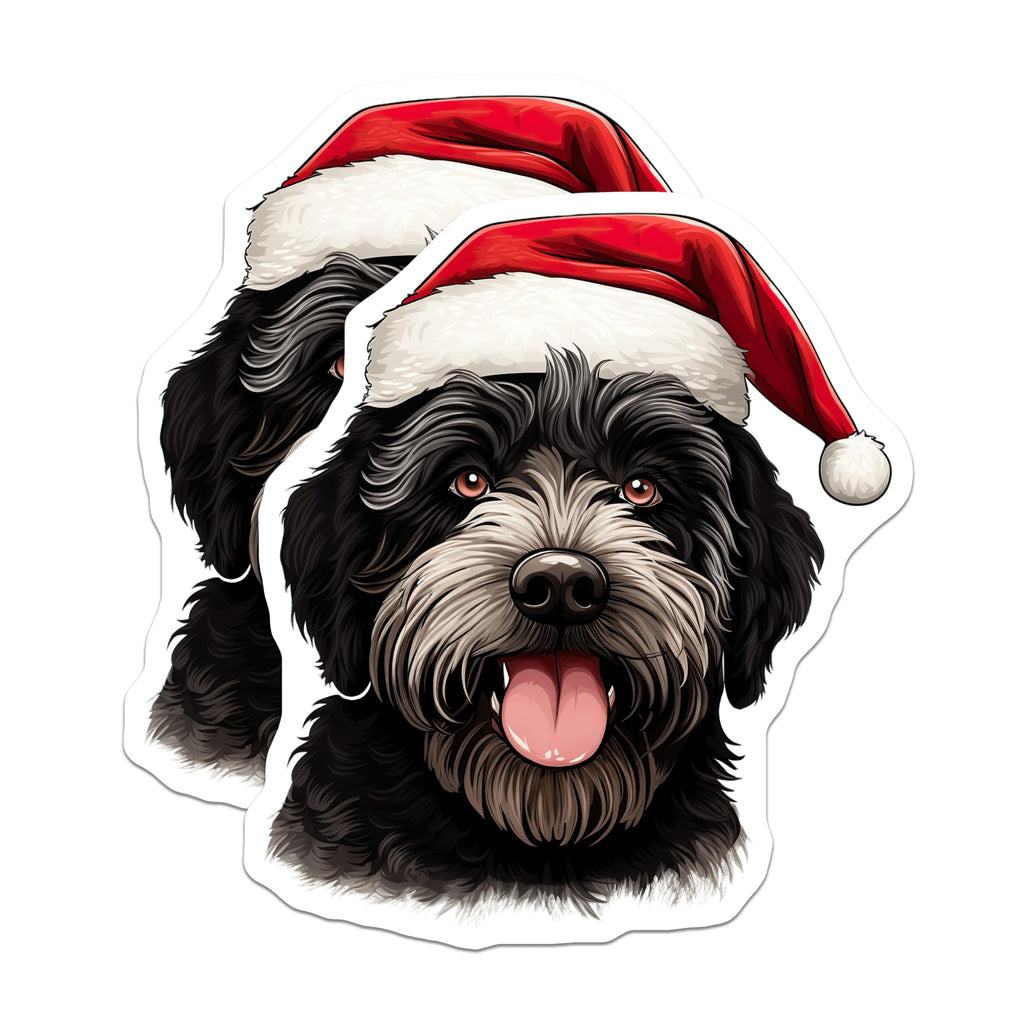 (2 Pack) Christmas Doodle Dog Magnets - Santa Hat Puppy Refrigerator Decor - Festive Pet Holiday Kitchen Accessories - 5 Inches On Longest Side - Thick Durable Magnet - Made in USA - MAG24866