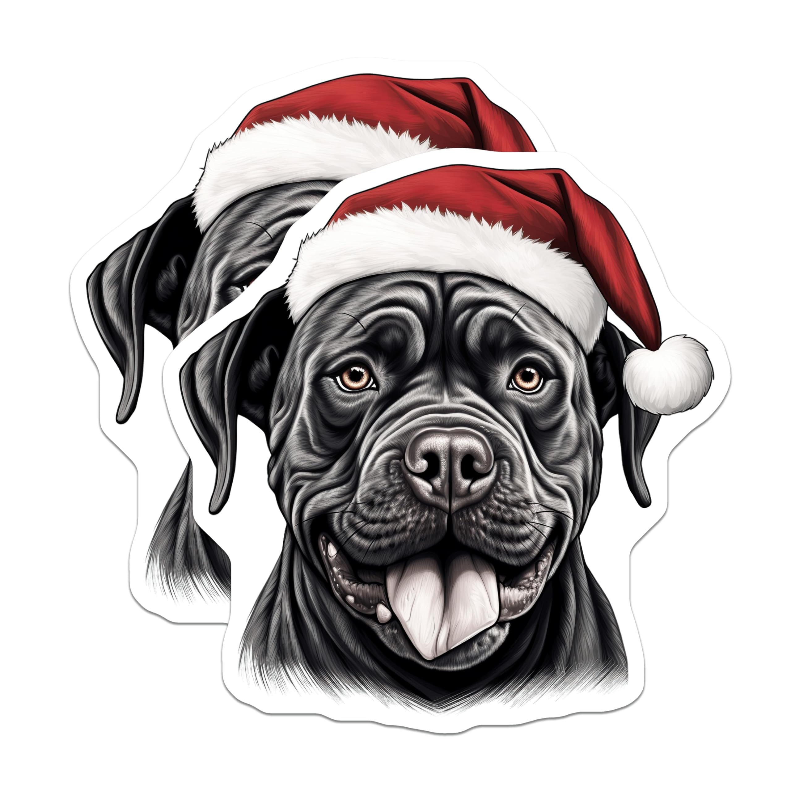 (2 Pack) Cane Corso Christmas Magnets - Santa Dog Holiday Decor - Pet Lover Fridge Accessories - 5 Inches On Longest Side - Thick Durable Magnet - Made in USA - MAG28434