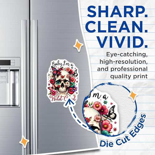 (2 Pack) Baby I'm a Wild Card Magnets - Skull Floral - Butterfly Skeleton Decor - Boho Inspirational Art - Retro Flower Home - 5" On Longest Side - for Cars, Fridges, Toolboxes - Made in USA - MAG7391