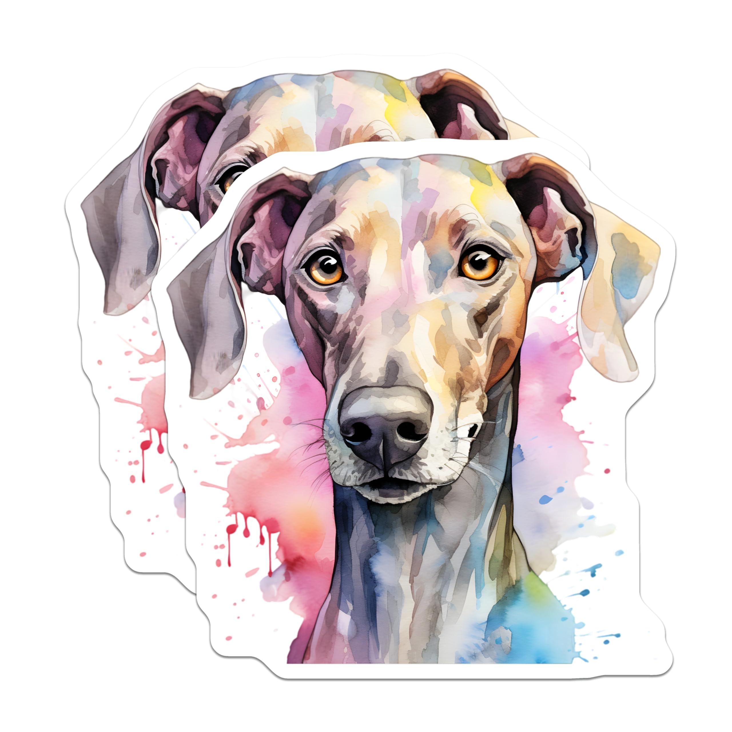 (2 Pack) Watercolor Dog Magnets - Weimaraner Art Decor - Pet Lover Fridge Locker - 5 Inches On Longest Side - Thick Durable Magnet - Made in USA - MAG29397