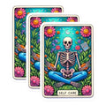 (3 Pack) Self Care Tarot Decals - Meditating Skeleton Art - Calming Floral Laptop Decals - 3 Inches On Longest Side - Easy Peel & Apply - Made in USA - 3MCS8168