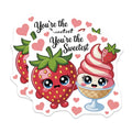 (2 Pack) You're the Sweetest Magnets - Kawaii Strawberry Decor - Cute Food Refrigerator Locker Art - 5 Inches On Longest Side - Thick Durable Magnet - Made in USA - MAG39296
