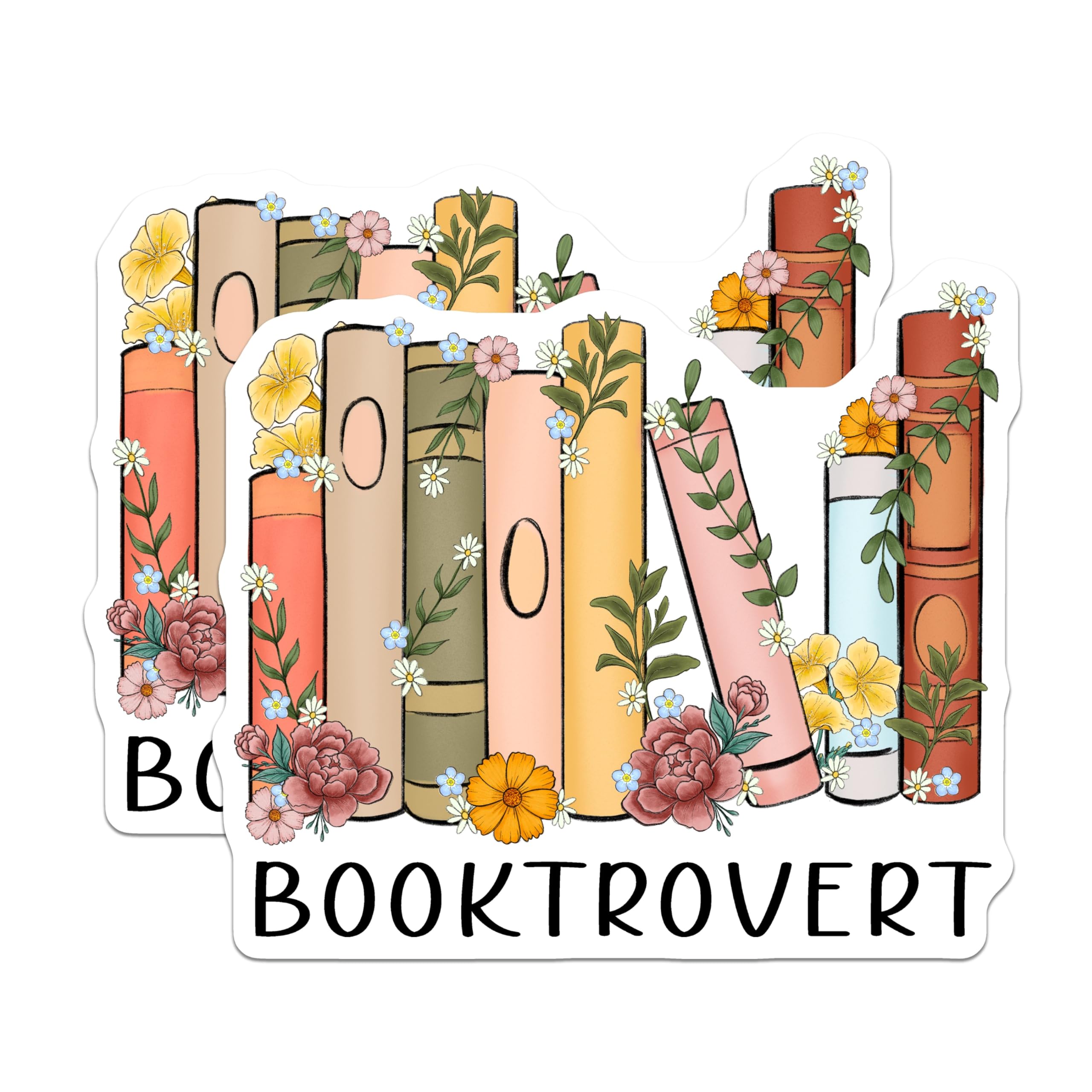 (2 Pack) Booktrovert Magnets - Floral Bookshelf - Reader Home Decor - 5" On Longest Side - Premium Magnet - for Cars, Refrigerators, Toolboxes, Lockers - Made in USA - MAG15474