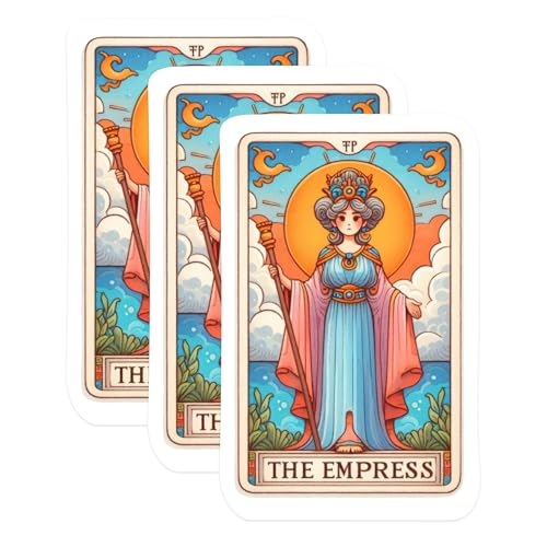 (3 Pack) Empress Tarot Card Decals - Art Nouveau Style Stickers - Mystical Decak - 3 Inches On Longest Side - Easy Peel & Apply - Made in USA - 3MCS1119