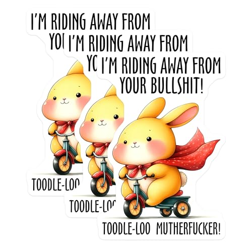 (3 Pack) Funny Bunny Decals - Sarcastic Humor - Offensive Quote - 3 Inches On Longest Side - Easy Peel & Apply - Made in USA - 3MCS8434