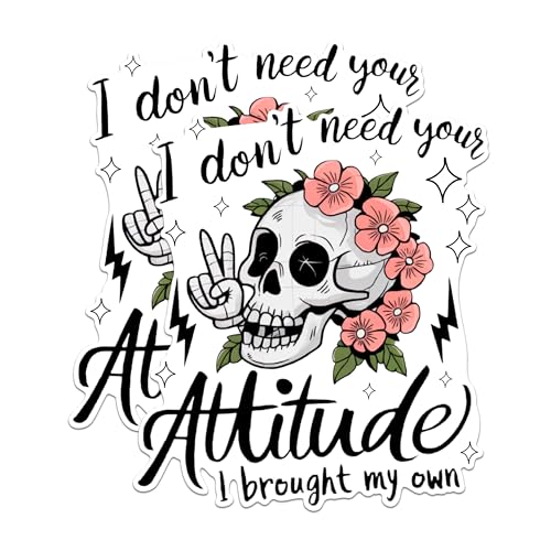 (2 Pack) Skull Attitude Magnets - Funny Floral Skull Magnets - Inspirational Quote Magnets- 5" On Longest Side - for Fridges, Toolboxes, Cars - Made in USA - MAG2556