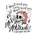 (2 Pack) Skull Attitude Magnets - Funny Floral Skull Magnets - Inspirational Quote Magnets- 5" On Longest Side - for Fridges, Toolboxes, Cars - Made in USA - MAG2556