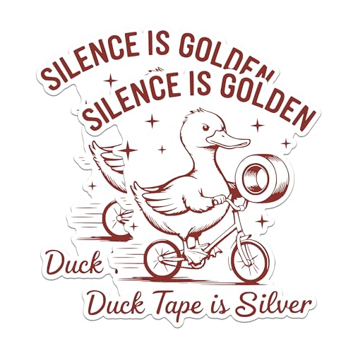 (2 Pack) Silence is Golden Stickers - Duck Tape is Silver Stickers - Funny Duck Stickers - 5" On Longest Side - Sticks to Any Smooth Flat Surface - Made in USA - BMCS2878
