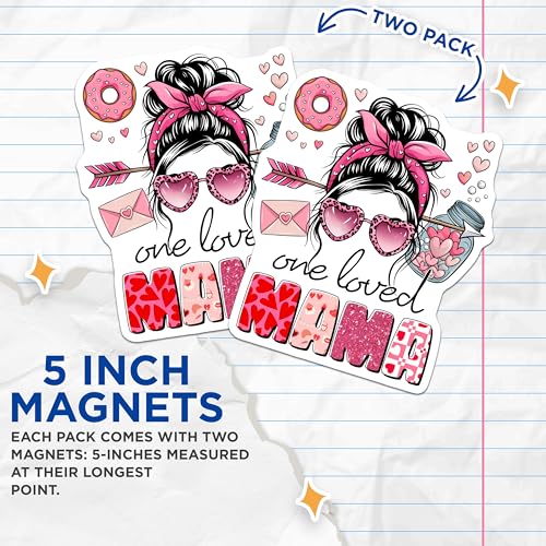 (2 Pack) One Loved Mama Magnets Magnets - Heart Design - Mother's Day Decor - 5" On Longest Side - Made in USA - Sticks to Refrigerators & Metal Surfaces - MAG8475