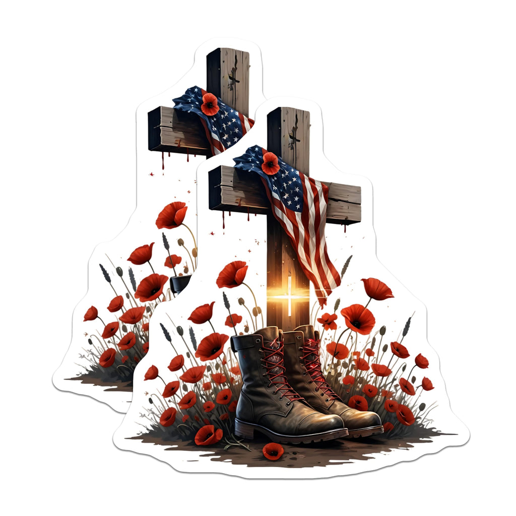 (2 Pack) Memorial Day Magnets - Remembrance Day Art - Lest We Forget Decor - 5" On Longest Side - Premium Magnet - for Cars, Refrigerators, Toolboxes, Lockers - Made in USA - MAG15898