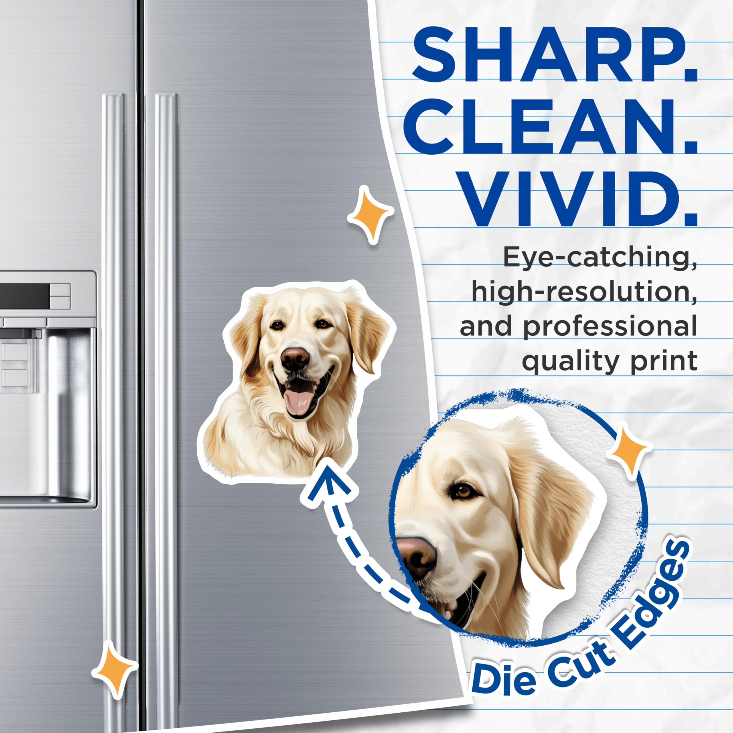 (2 Pack) Golden Retriever Magnets - Dog Lover Decor - Pet Parent Accessories - 5 Inches On Longest Side - Thick Durable Magnet - Made in USA - MAG29528