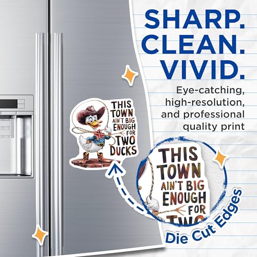 (2 Pack) This Town Ain't Big Enough for Two Ducks Magnets Magnets - Cartoon Duck - Funny Cowboy Duck Decor - 5" On Longest Side - Made in USA - Sticks to Refrigerators & Metal Surfaces - MAG8549