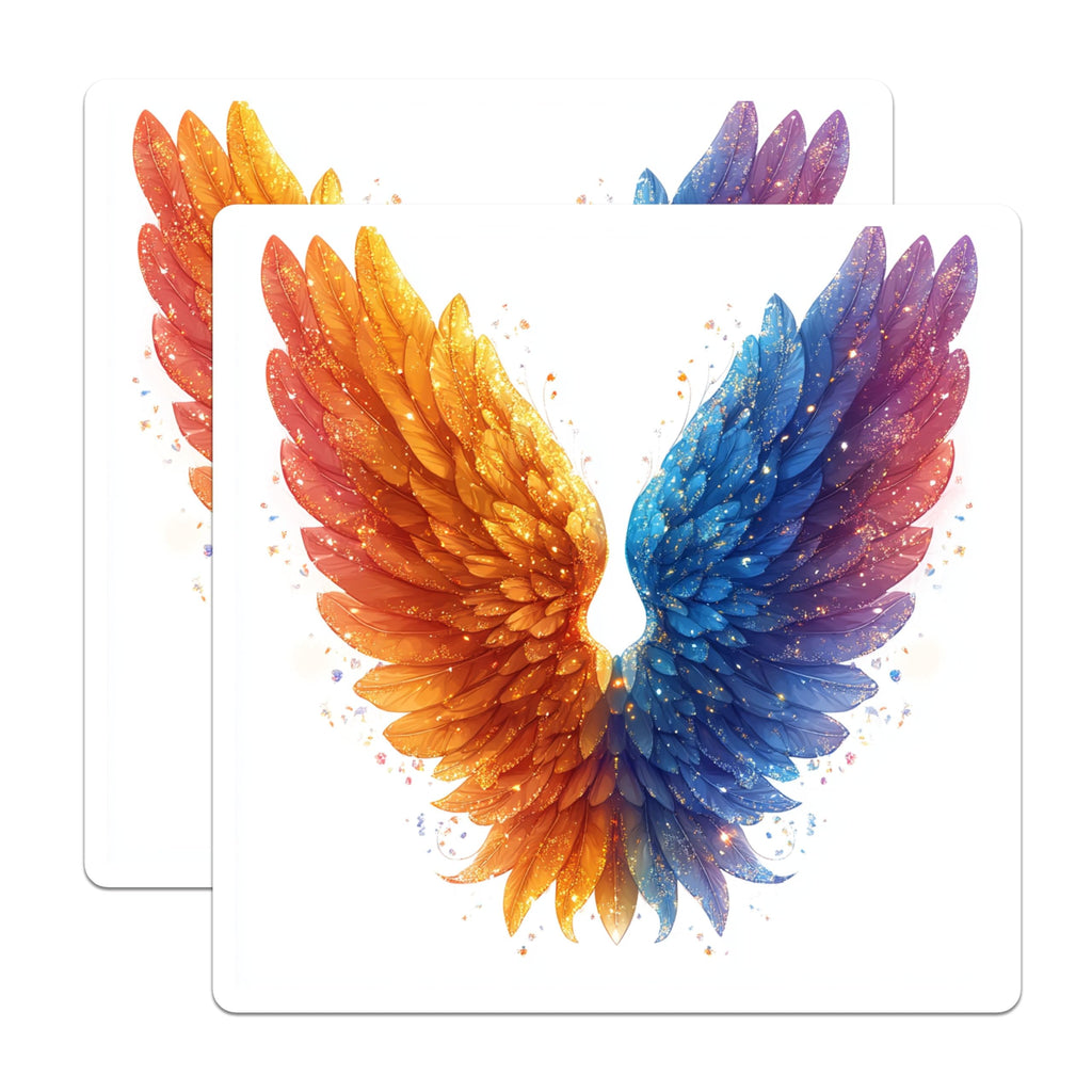 (2 Pack) Fantasy Angel Wings Magnets - Ethereal Sparkle Decor - Vibrant Colorful Fridge Art - Aesthetic Locker Symbol - 5 Inches On Longest Side - Thick Durable Magnet - Made in USA - MAG28646