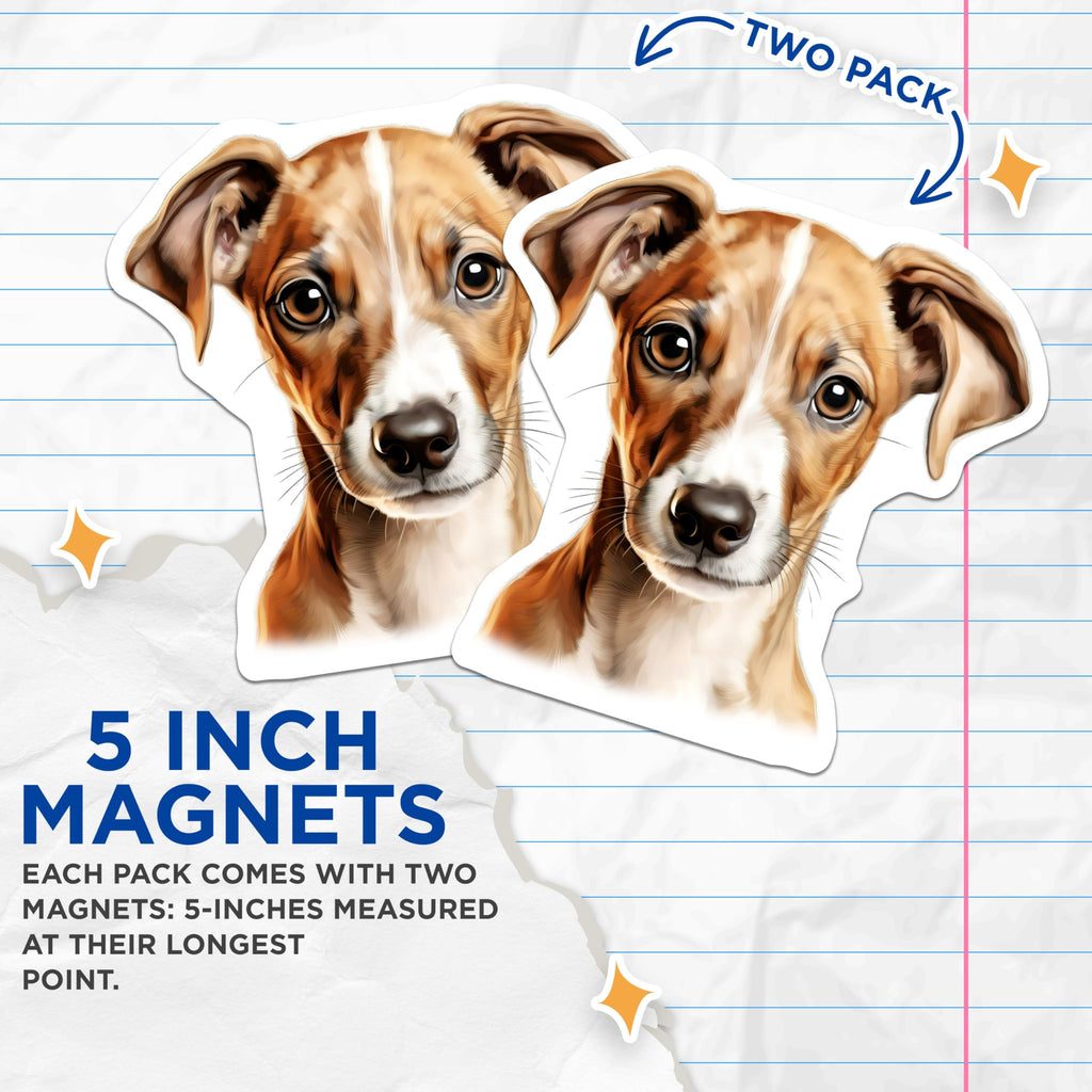 (2 Pack) Cute Puppy Magnets - Dog Lover Fridge Decor - Animal Lover Kitchen Accessory - 5 Inches On Longest Side - Thick Durable Magnet - Made in USA - MAG25634