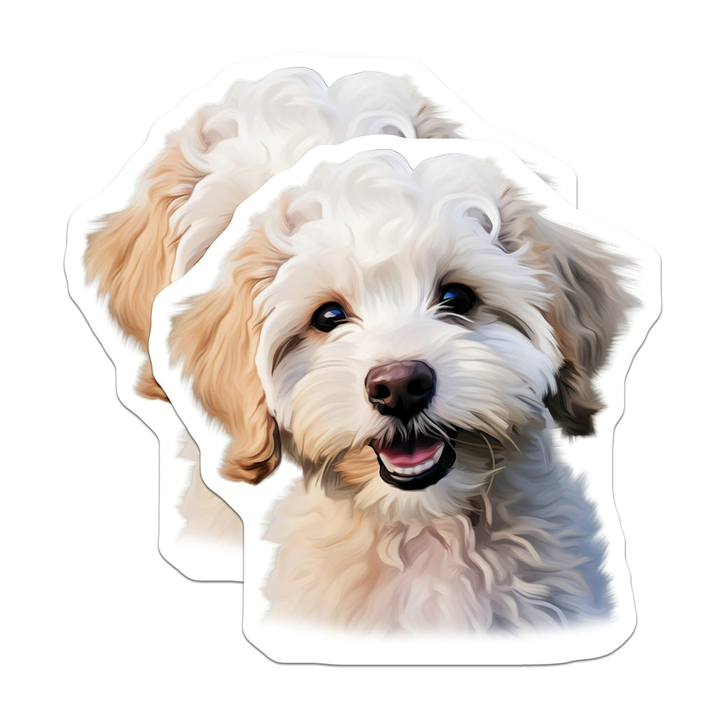 (2 Pack) Happy Fluffy Puppy Magnets - Goldendoodle Dog Art - Dog Mom Pet Lover Decor - Refrigerator Display - 5 Inches On Longest Side - Thick Durable Magnet - Made in USA - MAG26410