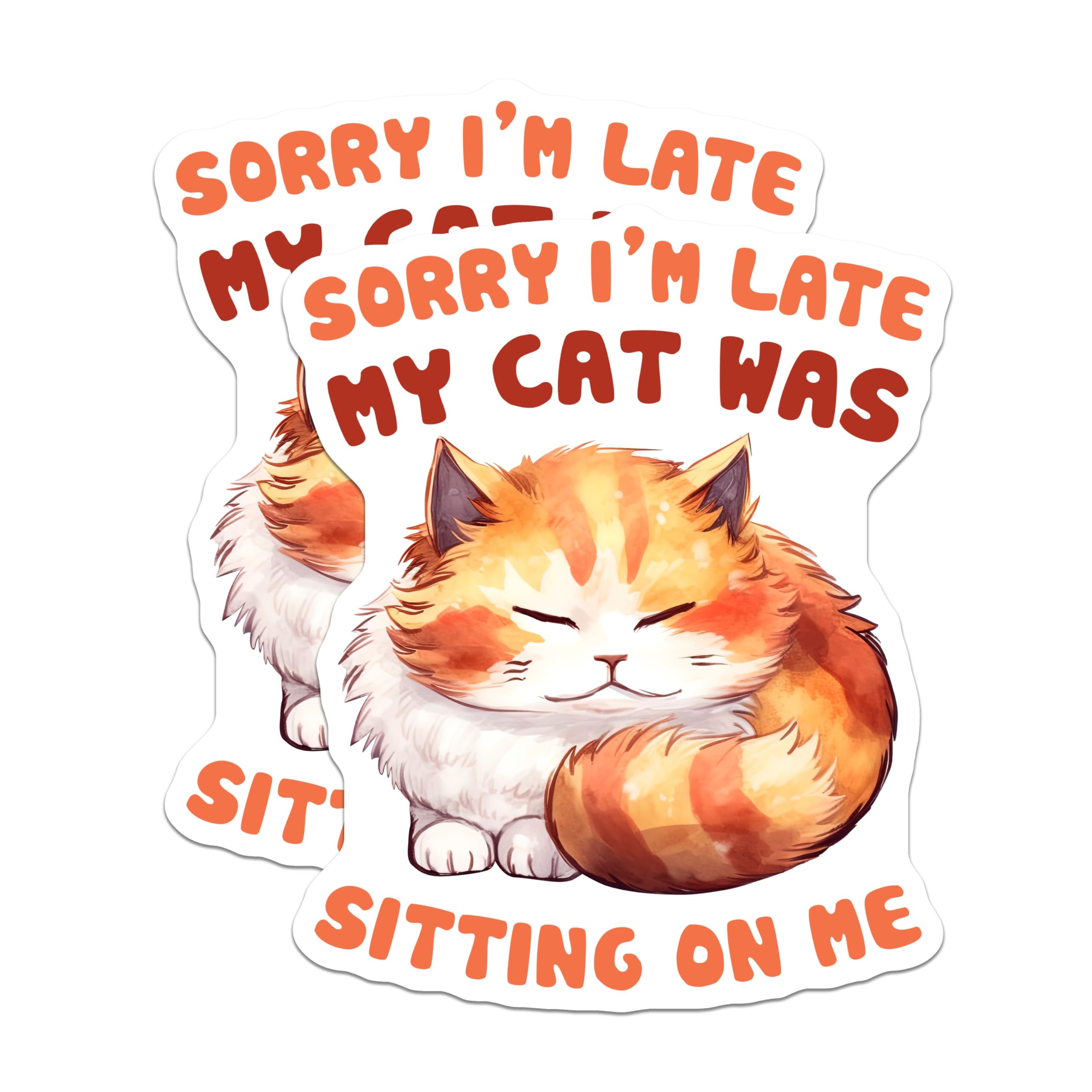 (2 Pack) Funny Cat Magnets - Sorry Im Late - Kitten Fridge Magnets - Cute Cat Lover Decor - 5" On Longest Side - Premium Magnet - for Cars, Refrigerators, Toolboxes, Lockers - Made in USA - MAG15608