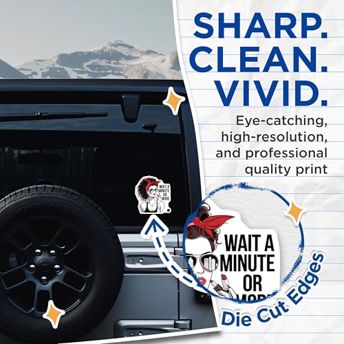 (2 Pack) Retro Comic Art Stickers - Women Empowerment - Wait A Minute or More - Fashionable Pop Art - 5" On Longest Side - Sticks to Smooth Flat Surfaces - Made in USA - BMCS7046