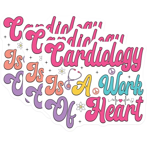 (3 Pack) Cardiology Decals - Heart Doctor Laptop Decals - Medical Decal Stickers - 3 Inches On Longest Side - Easy Peel & Apply - Made in USA - 3MCS7897