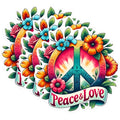 (3 Pack) Peace and Love Decals - Floral Peace Sign - Hippie Laptop Decals - 3 Inches On Longest Side - Easy Peel & Apply - Made in USA - 3MCS0581