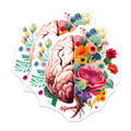 (2 Pack) Brain Flower Art Stickers - Botanical Brain Illustration Stickers - Brain Anatomy Aesthetic Stickers - 5" On Longest Side - Sticks to Smooth Flat Surfaces - Made in USA - BMCS3997