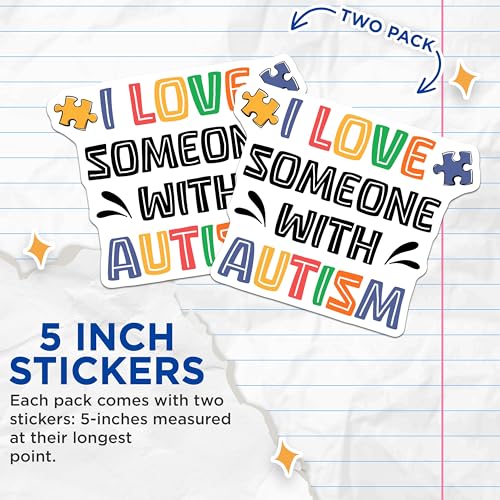 (2 Pack) Autism Awareness Stickers - Puzzle Piece Decals for Cars Laptops - 5" On Longest Side - Sticks to Smooth Flat Surfaces - Made in USA - BMCS8432 - BMCS8432