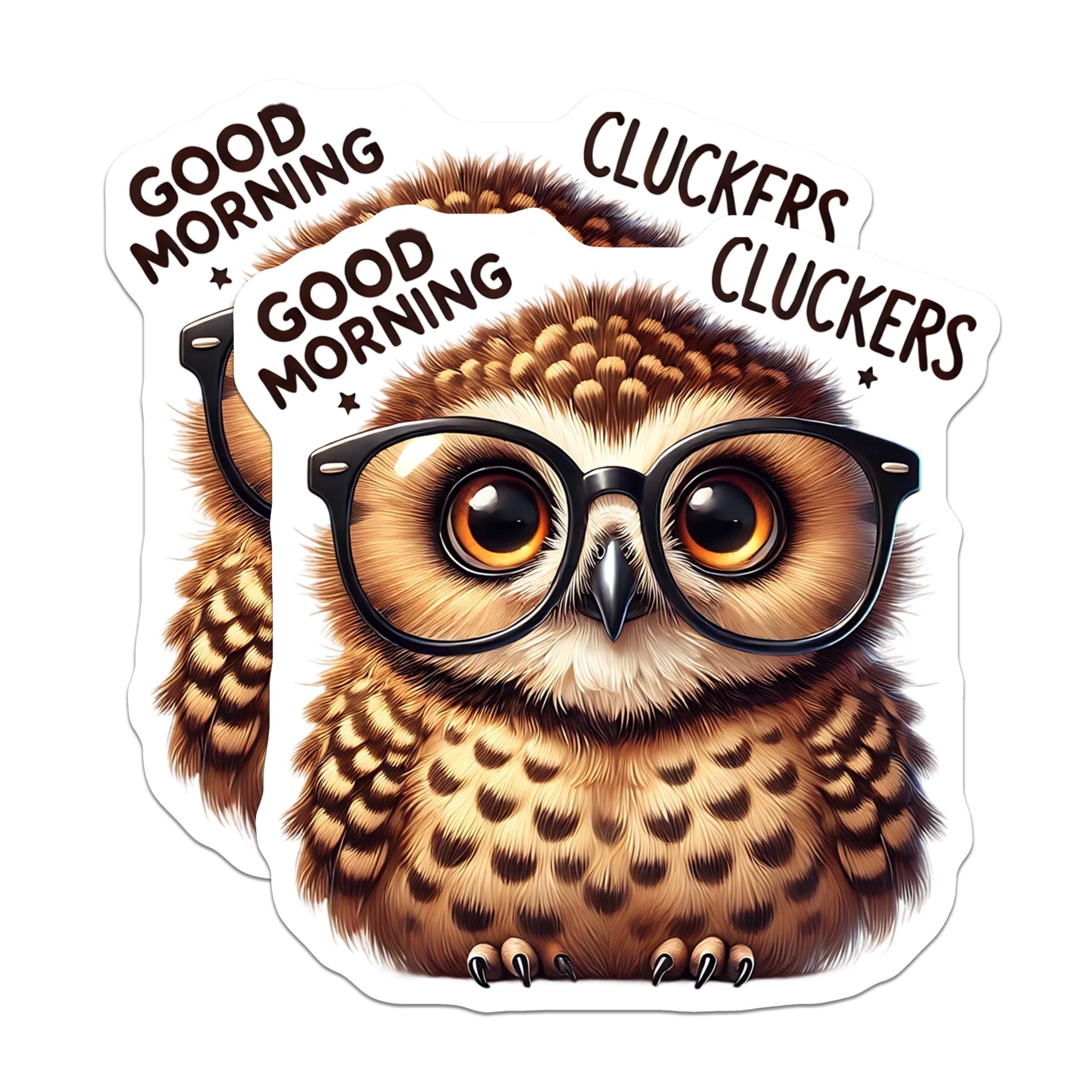 (2 Pack) Owl Magnets - Cute Owl Art - Good Morning Cluckers Refrigerator Magnets - 5" On Longest Side - Premium Magnet - for Cars, Refrigerators, Toolboxes, Lockers - Made in USA - MAG15923
