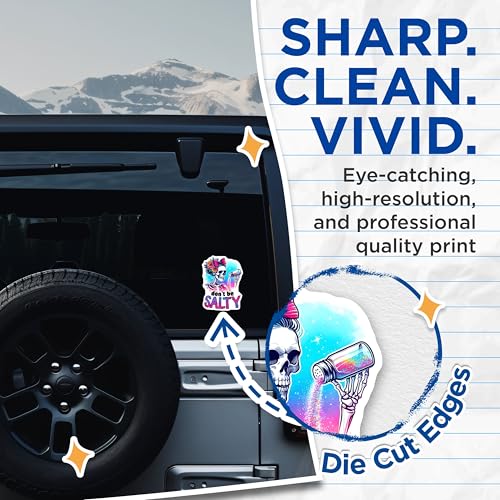 (2 Pack) Don't Be Salty Stickers - Skeleton Art - Colorful Skull Design - 5" On Longest Side - Sticks to Smooth Flat Surfaces - Made in USA - BMCS9779