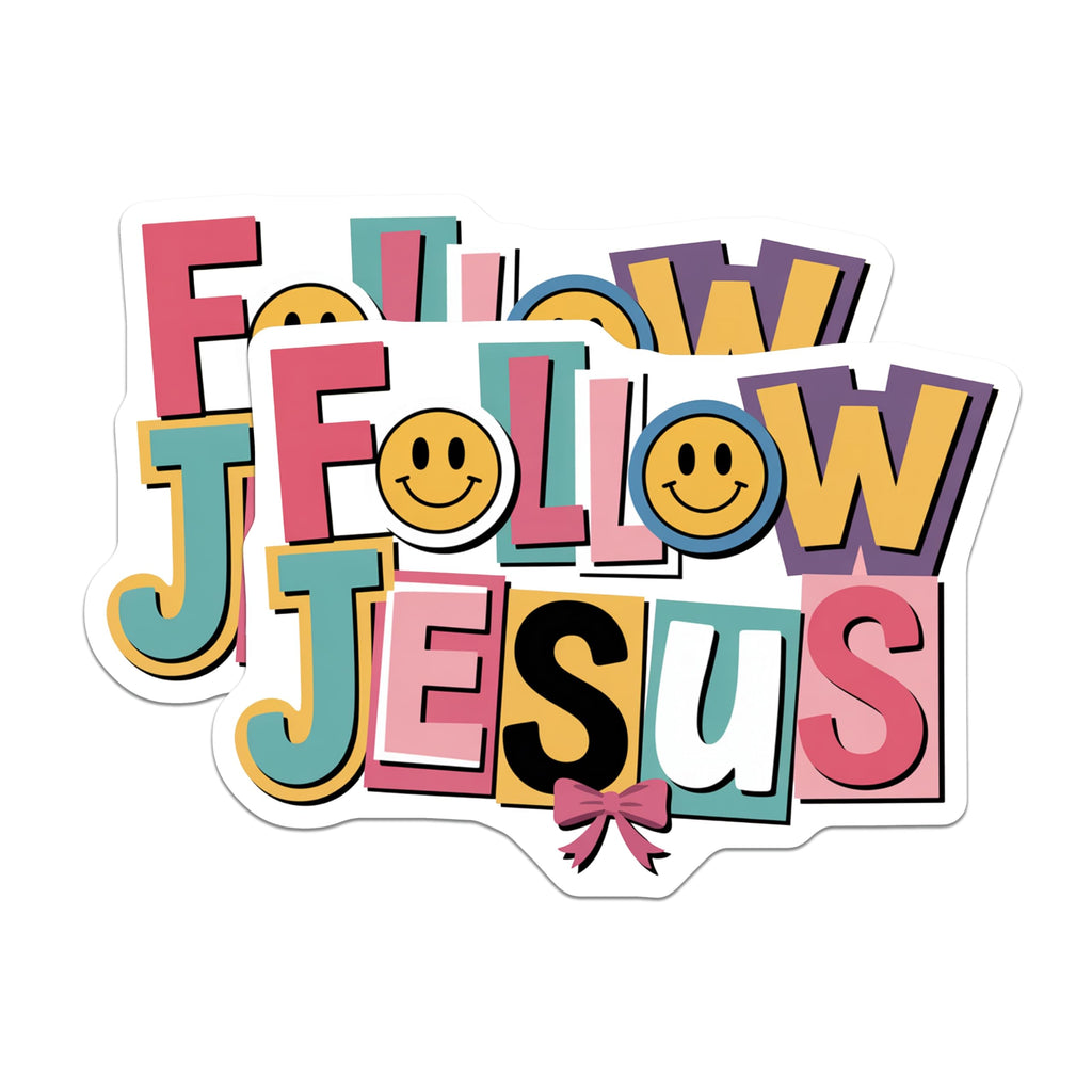 (2 Pack) Follow Jesus Magnets - Christian Faith Decor - Retro Smiley Face Aesthetic - Inspirational Refrigerator - 5 Inches On Longest Side - Thick Durable Magnet - Made in USA - MAG28822