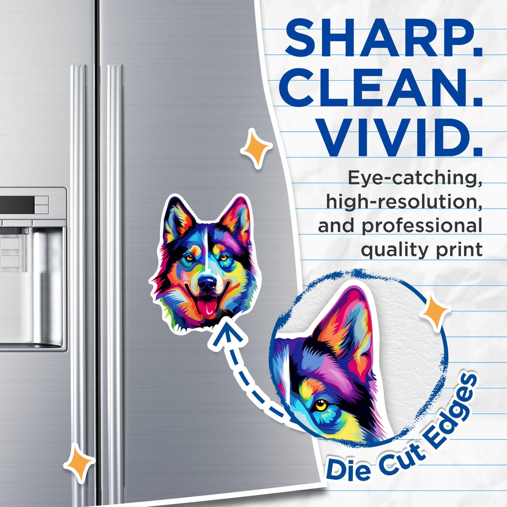(2 Pack) Siberian Husky Dog Breed Magnets - 5 Inches On Longest Side - Choose from Over 100 Dog Breeds - for Cars, Refrigerators, Toolboxes - Made in USA - MAG1960