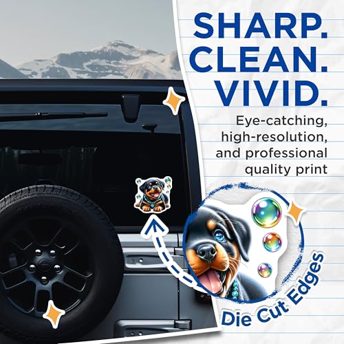(2 Pack) Cute Puppy Stickers - Dog Lover - Bright Colorful Design - 5" On Longest Side - Sticks to Smooth Flat Surfaces - Made in USA - BMCS9627