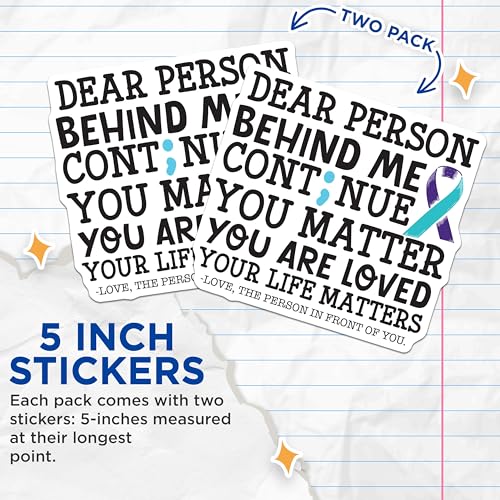 (2 Pack) Uplifting Message Stickers - Mental Health Awareness - Motivational Quotes Decal - 5" On Longest Side - Sticks to Smooth Flat Surfaces - Made in USA - BMCS6245